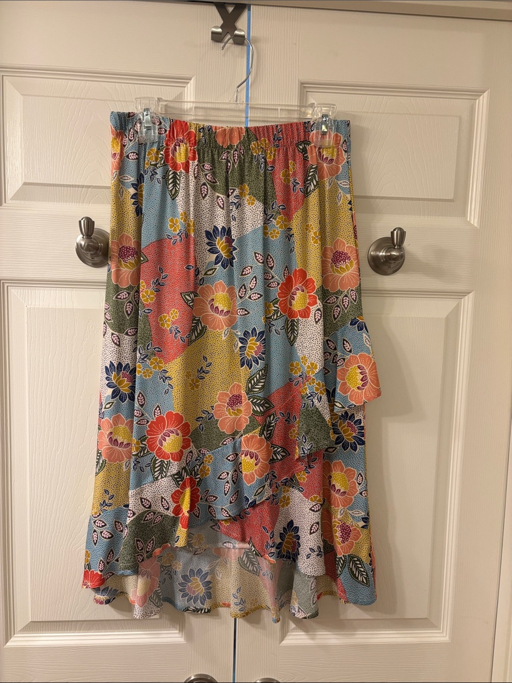 Multicolor Floral High-Low Tiered Skirt